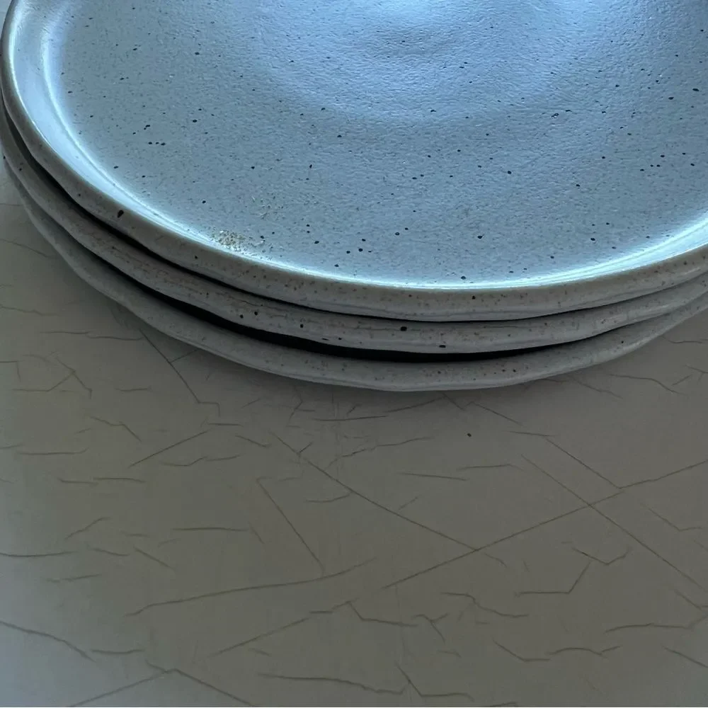 Sango stoneware plate with a speckled glaze. speckled design rustic, farmhouse